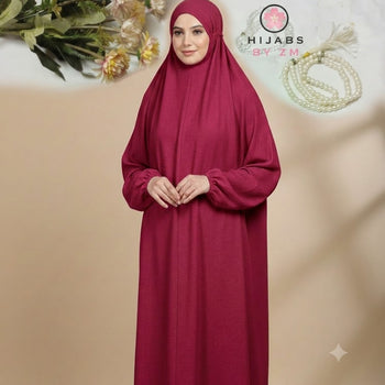Namaz Chadar With Sleeves - Plain Maroon