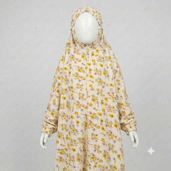 Kids Namaz Chadar With Sleeves (Age 6-14 years) - Cream