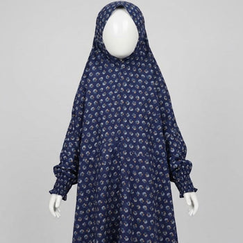 Kids Namaz Chadar With Sleeves (Age 6-14 years) - Navy Blue