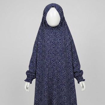 Kids Namaz Chadar With Sleeves (Age 6-14 years) - Navy Blue