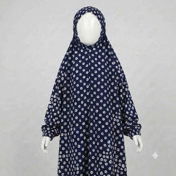 Kids Namaz Chadar With Sleeves (Age 6-14 years) - Navy Blue