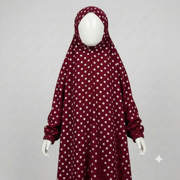 Kids Namaz Chadar With Sleeves (Age 6-14 years) - Maroon