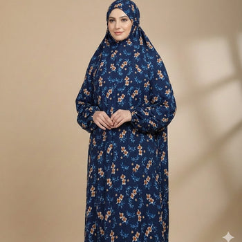 Namaz Chadar With Sleeves - Dark Blue