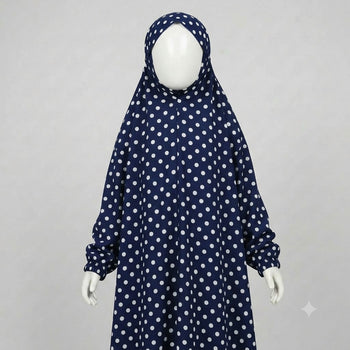 Kids Namaz Chadar With Sleeves (Age 6-14 years) - Navy Blue