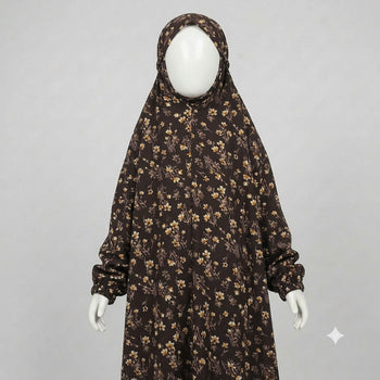 Kids Namaz Chadar With Sleeves (Age 6-14 years) - Dark Brown