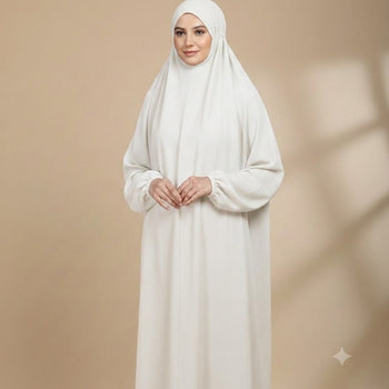 Namaz Chadar With Sleeves -  Plain White