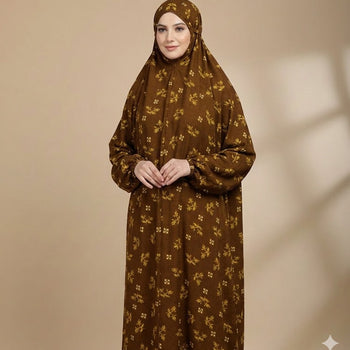 Namaz Chadar With Sleeves - Mustard Brown