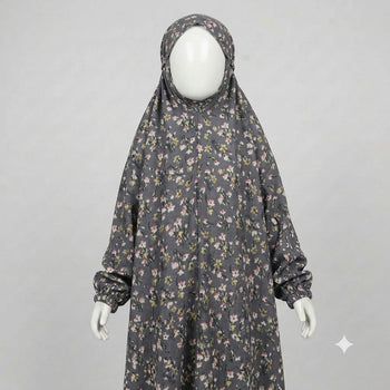 Kids Namaz Chadar With Sleeves (Age 6-14 years) - Dark Grey