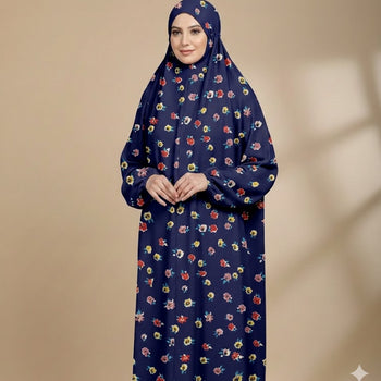Namaz Chadar With Sleeves - Navy Blue