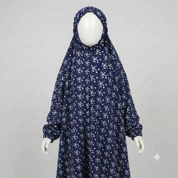Kids Namaz Chadar With Sleeves (Age 6-14 years) - Navy Blue