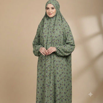Namaz Chadar With Sleeves - Light Olive Green