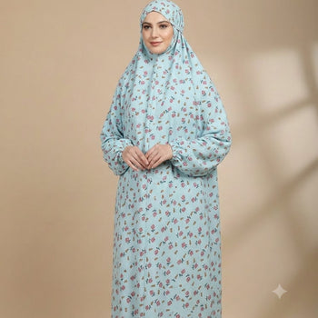 Namaz Chadar With Sleeves - Sky Blue