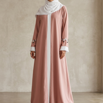 Abaya - Peach and White