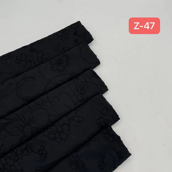 Embroidered Hijab - Black with Black Embroidery