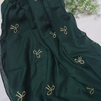Bow Embroidered Hijabs - Green