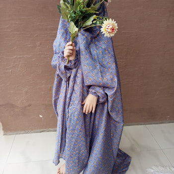Kids Namaz Chadar With Sleeves (Age 6-10 years) - Denim Grey