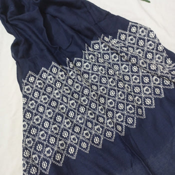 Embroidered Hijab - Navy Blue