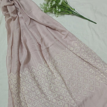 Embroidered Hijab - Nude Pink
