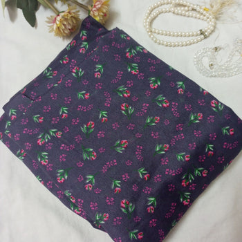 Namaz Chadar With Sleeves - Indigo With Pink Flowers