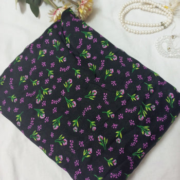 Namaz Chadar With Sleeves - Black With Pink Flowers