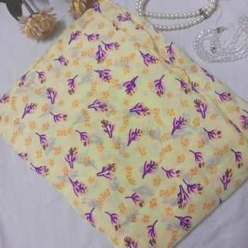 Namaz Chadar With Sleeves - Light Yellow With Pink Flowers