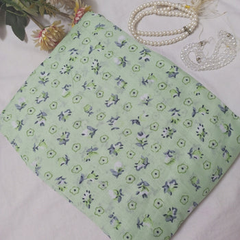 Namaz Chadar With Sleeves - Mint Green With Green Flowers