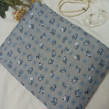 Namaz Chadar With Sleeves - Grey With Blue Flowers