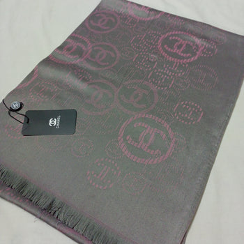 Chanel Stole – Grey With Pink