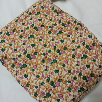 Namaz Chadar With Sleeves - Green Pink Flowers