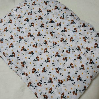 Namaz Chadar With Sleeves - White With Brown Flowers