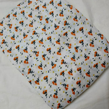 Namaz Chadar With Sleeves - White With Orange Flowers