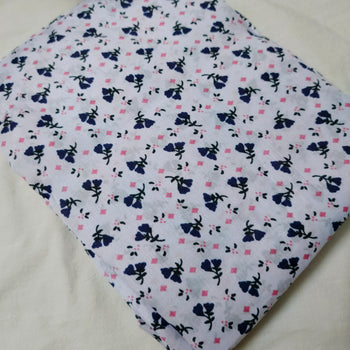 Namaz Chadar With Sleeves - White With Blue Flowers