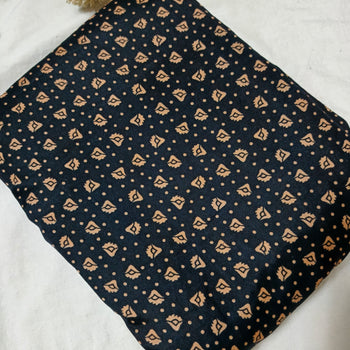 Namaz Chadar With Sleeves -  Black With Brown Flowers