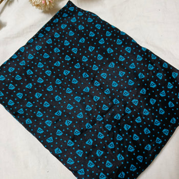 Namaz Chadar With Sleeves -  Black With Teal Flowers