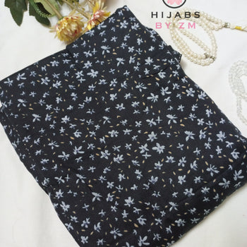 Namaz Chadar With Sleeves - Black With Blue Flowers