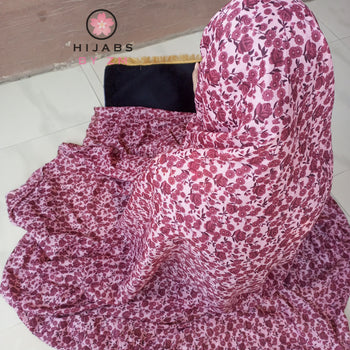 Namaz Chadar With Sleeves - Maroon Flowers