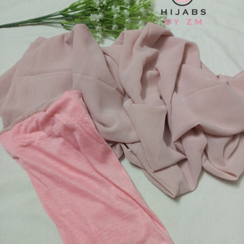 Tube Cap Attached Hijab - Nude Pink