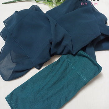 Tube Cap Attached Hijab - Dark Teal