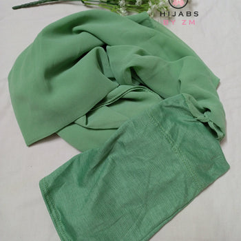 Tube Cap Attached Hijab - Dark Caribbean Green