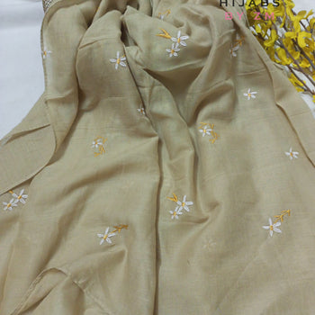 Embroidered Hijab - Beige