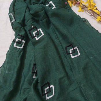 Embroidered Hijab - Dark Green