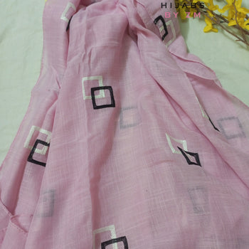 Embroidered Hijab - Pink