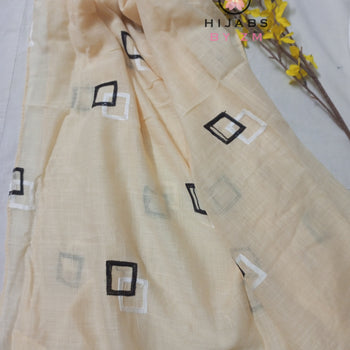 Embroidered Hijab - Cream