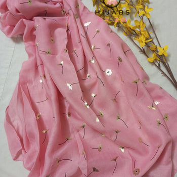 Block Printed Hijab - Pink