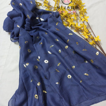Block Printed Hijab - Denim