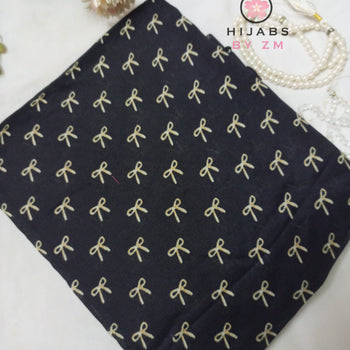 Namaz Chadar With Sleeves - Black with Beige Bows