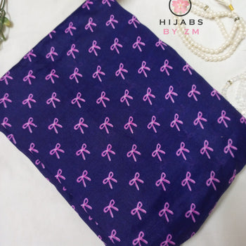 Namaz Chadar With Sleeves - Blue with Pink Bows