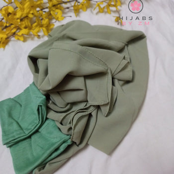 Tube Cap Attached Hijab - Sage Green