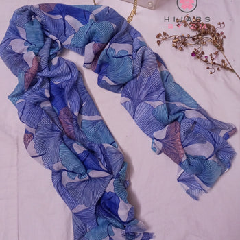 Floral Printed Hijab - Blue