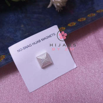 Textured Square Magnetic Pin -  Silver White